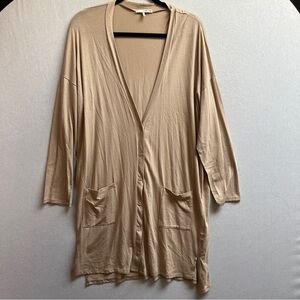 OAK + FORT Light Tan MIDI 3/4 sleeve Cardigan Sz S